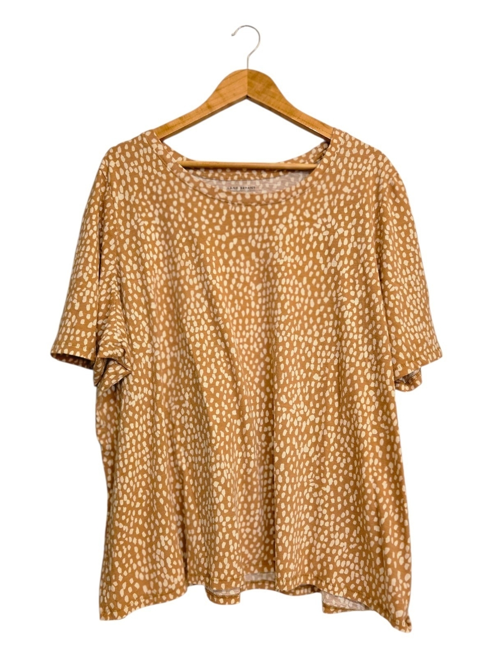Lane Bryant Short Sleeve Top for Women - plus 26/28 Camel/Cream Speckled Style